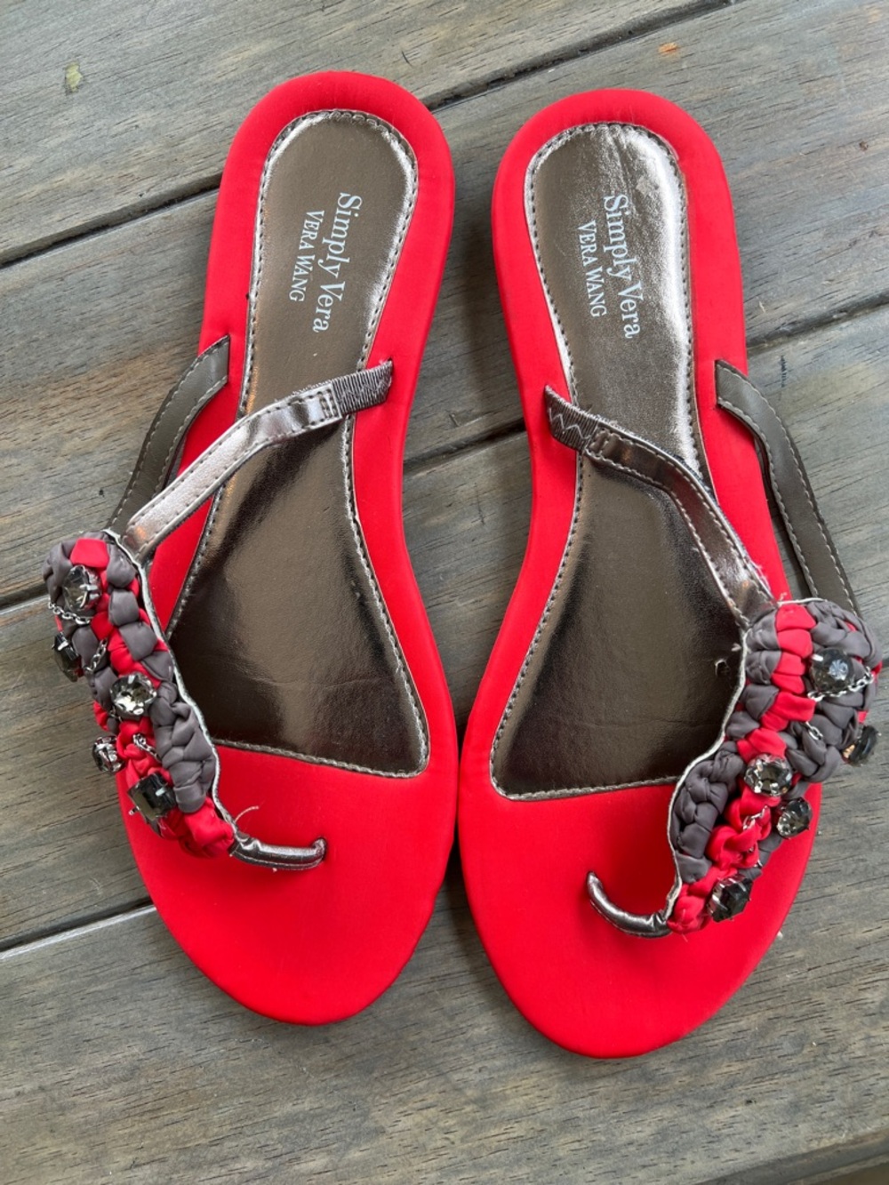 Simply Vera Vera Wang Deep Orange Braided Jewel-Accent Women's Sandals